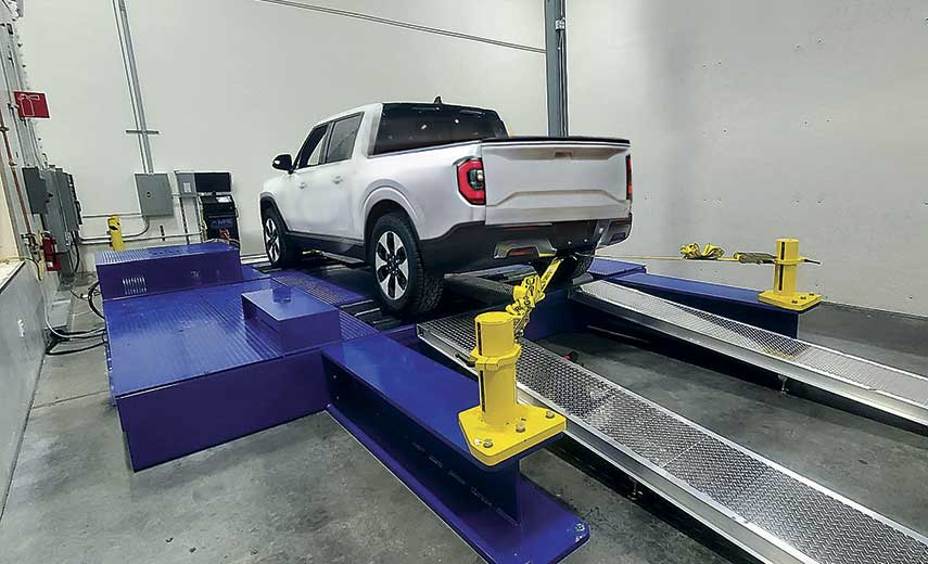 EV Truck on e-mobility testing chassis dynamometer
