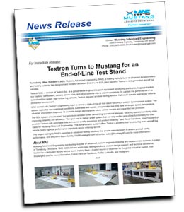 Mustang's End of line test stand, Textron-News Release